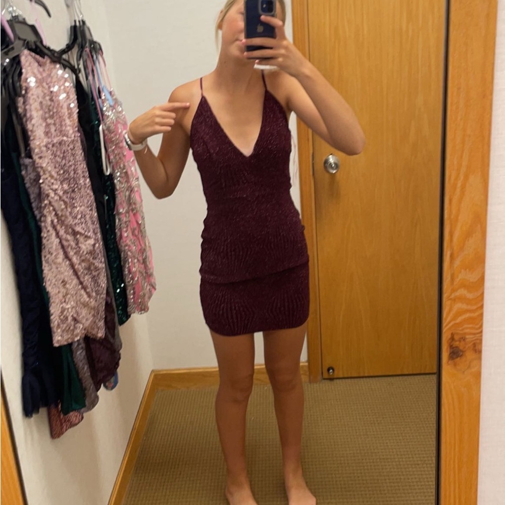 Honey & Rosie Wine-Red / Burgundy Glitter / Sequin Bodycon Dress
